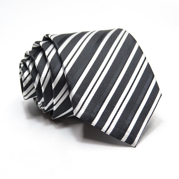 Klassisk slips for menn Skjorte-slips for menn Formelle forretningsslips for menn, svart og hvite striper (1 stk, svart og hvitt)