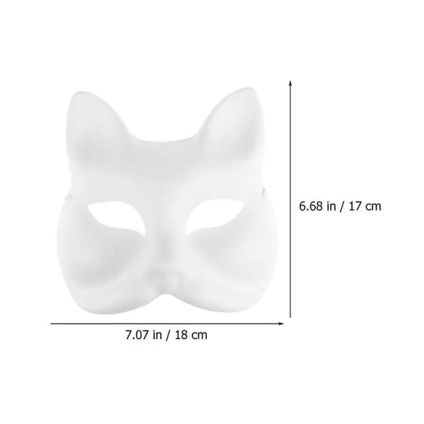 Mask Masker Blank Masquerade Fox Vitpapper gör-det-själv halvdjur Cosplay Kattfest Therian Halloween Hand Barn Ansikte Kvinnor Hantverk