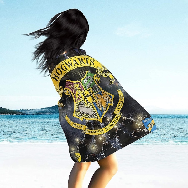 Superblødt Harry Potter Hogwarts højabsorberende strandhåndklæde i mikrofiber, sommerbadehåndklæde, strandhåndklæde til børn, hurtigtørrende bade-/strandhåndklæde (a0)