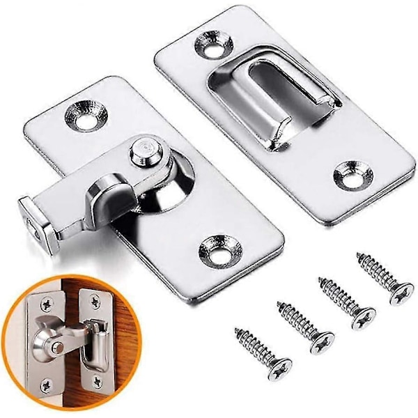 Dørhasp Lås 90 Grader Med 4 Skruer For Skyvedør Hardware Låser Bolt Husholdningstilbehør Rustfritt Stål (1 sett)