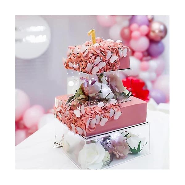 Akryl Cake Displaybräda Kvadratisk Cakebricka DIY Cake Återfyllningsbar Bräda Bas för Display Bröllop Del