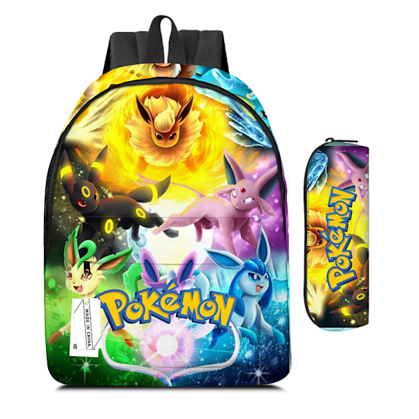 New cartoon Pikachu primary and secondary school students' backpack two-piece set