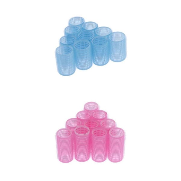 20x Plast 28mm Pink + 40mm Blue Self Grip Hårruller Salon Sæt til