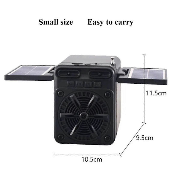 Kannettava FM-radio Solar Emergency Radio Receiver Kaiutin Mini Bluetooth Soundbar Tukee TF-korttia U-levyä 18650 Akku