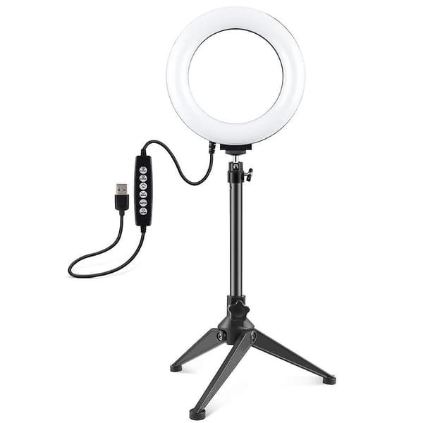 PULUZ 6,2 tums Ringlampa + Skrivbordsstativ