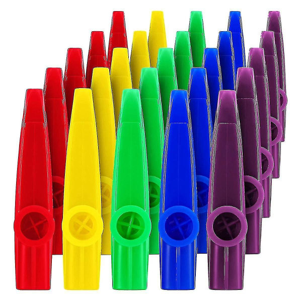 25-pack Kazoos-musikinstrument i plast med Kazoo-flöjtmembran för present, pris och festfat