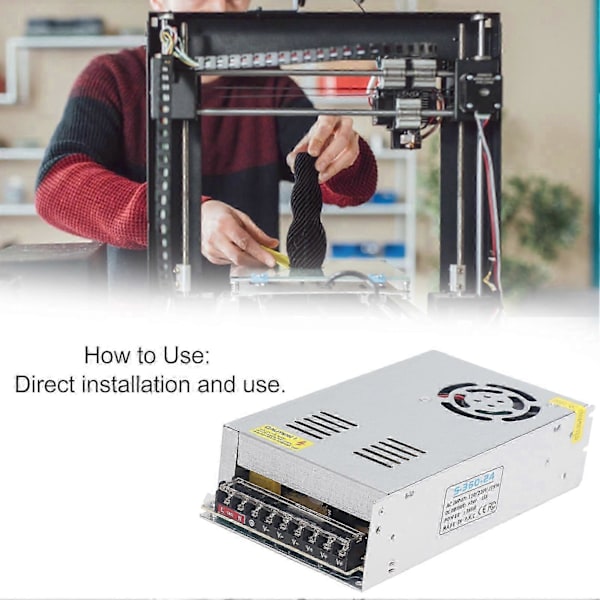 3D-tulostimen virtalähde 15A 360W Buck-muuntaja AC 110V 220V tulo DC 24V ulostulo Anet A8 Plus E16 ET4:lle