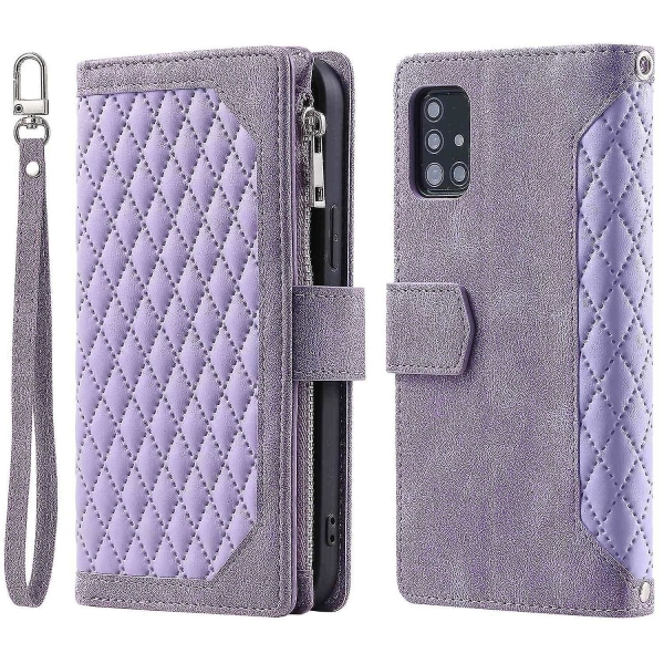 För Samsung Galaxy A51 4g Sm-a515 Phone case med dragkedja Texture Stand Cover