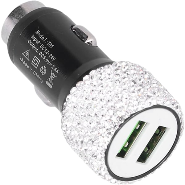 USB-autonlaturi USB-sovitin 5V Rhinestone-koriste Dual Port Fast Charging -sovitin USB-sovitin Auton sisustuslisävaruste