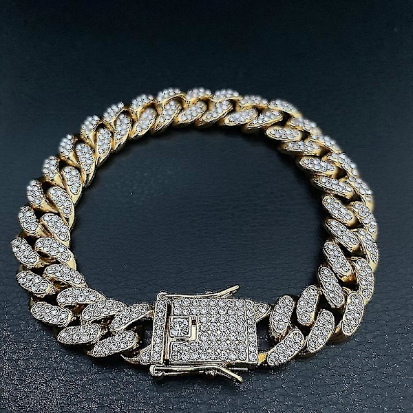 51g Högkvalitativ Hip Hop Full Herr Armband Miami Cuban Link Chain Fo