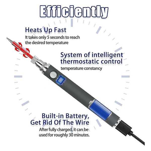 Ledningsfri Loddejernskit Justerbar Temperatur Loddepen, Genopladelig Elektronisk Svejsning T
