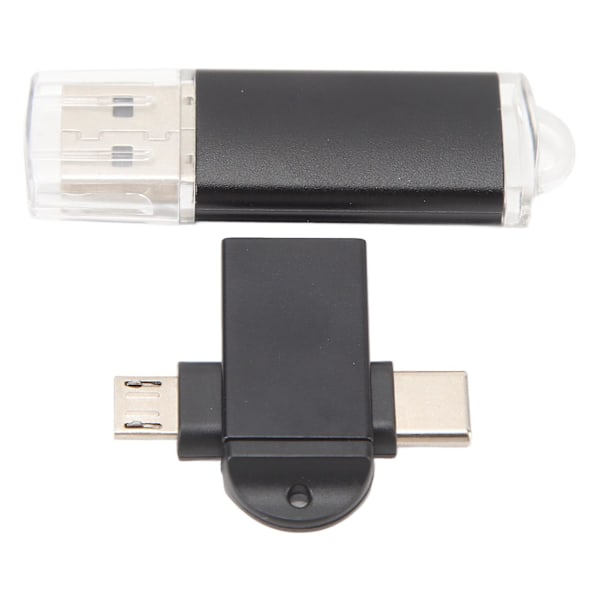 USB-muistitikku Kompakti Kannettava USB-muistitikku USB-liittimellä Type C- ja Micro USB -sovittimella Windows 98:lle OS X 9:lle Musta 128 Gt