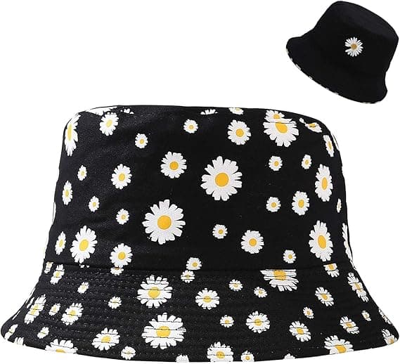 Søt trykt bøttehatt, unisex, vendbar.