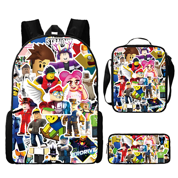 New cartoon Roblox primary and secondary school students' schoolbag three-piece set