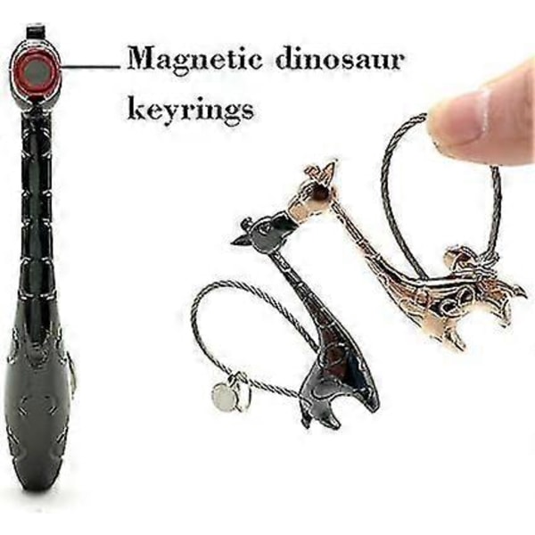 Par Keyring, 1 Par Søde Giraf Keyring Magnetisk Kærlighed Keyring Med Aluminium Gaveæske Par Keyring Kæreste Gave (Sort Guld Og Ros