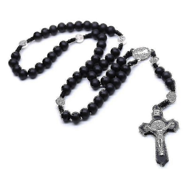 Sort Træ Kors Jesus Kristus Religiøs Halskæde Katolsk Rosarie Halskæde Kirke Souvenirs Bøn Vedhæng Halskæde