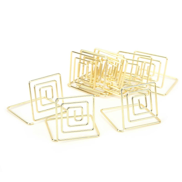 10 st Business Card Holder Mini Söt Metall Skrivbordsmeddelande Display Stativ för Bordnummer Foto Memo Banknot Guld YEMAA