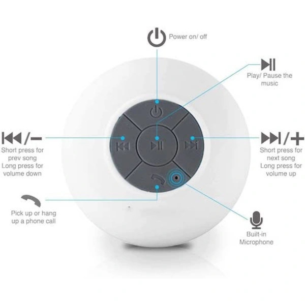 Svart vanntett Bluetooth dusjhøyttaler