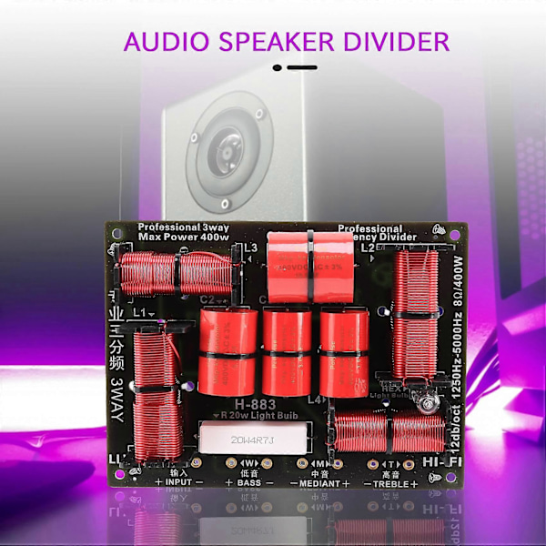 400W 3-vejs Crossover Divider Hifi Tweeter Woofer Højttaler Crossover 1250H/5000HZ med Højfrekvent P