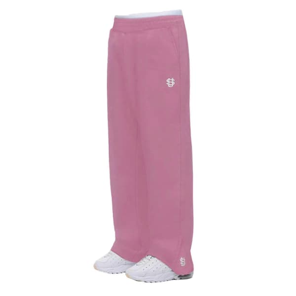 Enfärgade lediga herrbyxor, elastisk och bekväm midja, slitstarkt polyestertyg. pink M