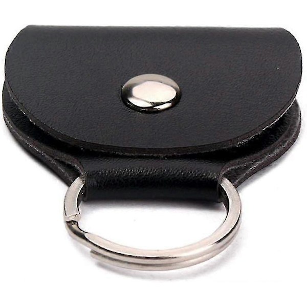 Nøglering Guitar Plektrum Holder Plektrum Holder Plektrum Læder Sort