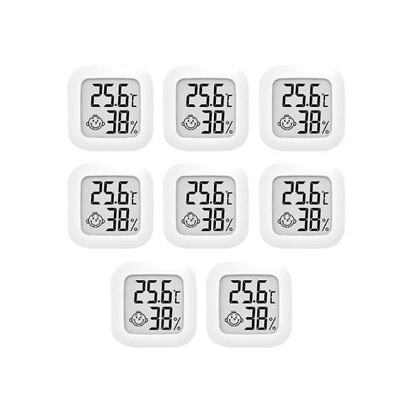 8 stk Mini Lcd digitalt termometer Hygrometer Indendørs rumtemperatur fugtighedsmåler sensormåler