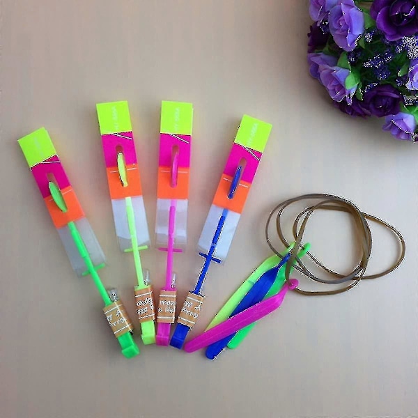 48-pack LED-ljuspil, raket, helikopter flygleksak - Festlig rolig gåva, elastisk