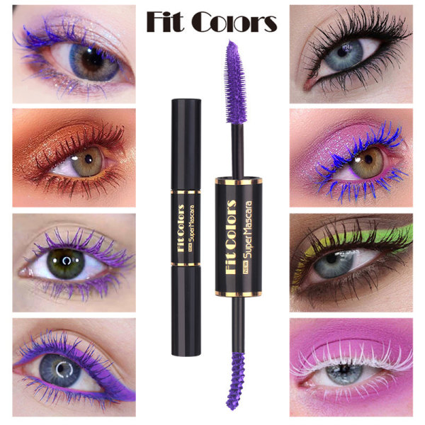 Makeup Mascara Fit Colors Dubbelhuvud Färg Ögonfransar Tjock Krullig Vit Ögonbrynsmascara