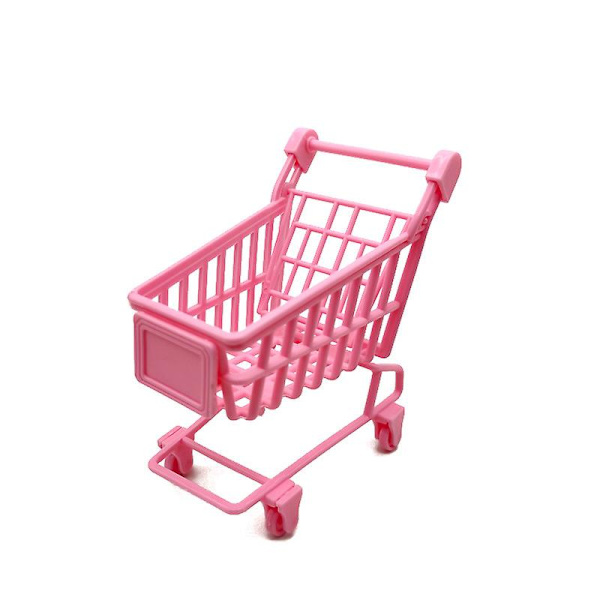 Mini Handlekurv Trolley Hjemmekontor Søppelorganisator (1 stk, Rosa)