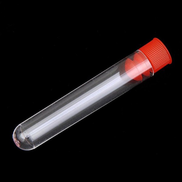 20 stk. ufuldendte plastreagensglas Lab testværktøj med skruelåg gennemsigtig, 12 * 60 mm