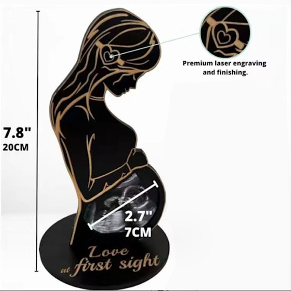 Baby Scan Bilde-Ramme - Baby Scan Bilde-Ramme Graviditetsgave til Nye Mødre | Unik Baby Scan Bilde-Ramme Graviditetsgave (Mørkebrun)