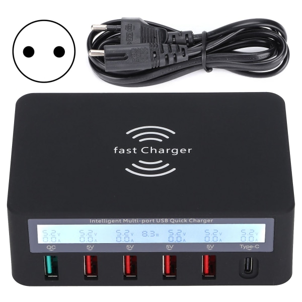 Usb Charging Station 6port Power Fast Smart Charger For Multiple Devices 100240vblack Eu Plug