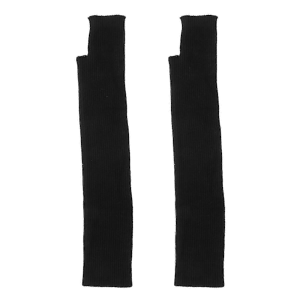 2 par Fingerlösa Långa Vantar Stickade Ull Tumhål Vantar