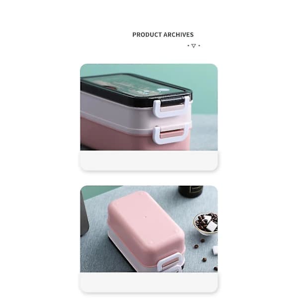 Pink madkasse Bento Box Dobbelt til studerende og kontoransatte