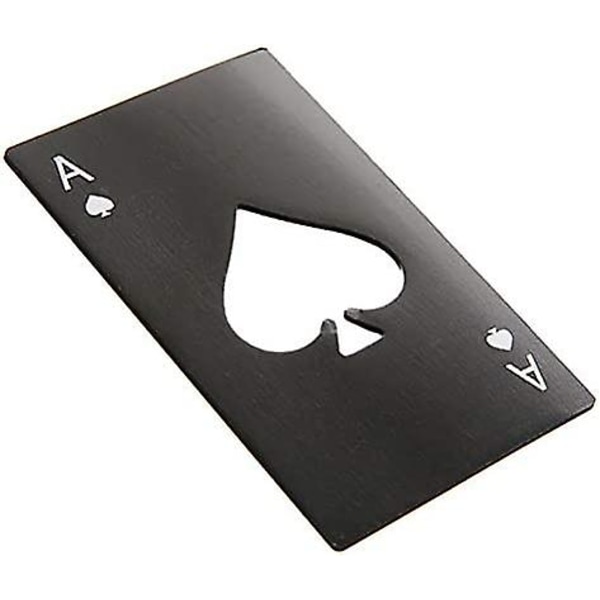 Rustfrit stål kreditkort poker oplukker til mænd gave spader poker bar værktøj (sort) 1 stk.