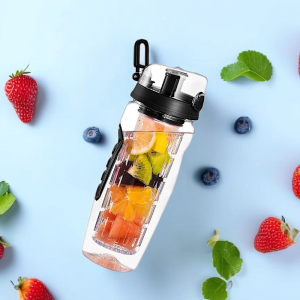 Hedelmällä maustettu vesipullo 32 oz Kestävä, suuri - BPA-vapaa Tritan, kääntökansi, vuodotön muotoilu - Urheilu, leirintä