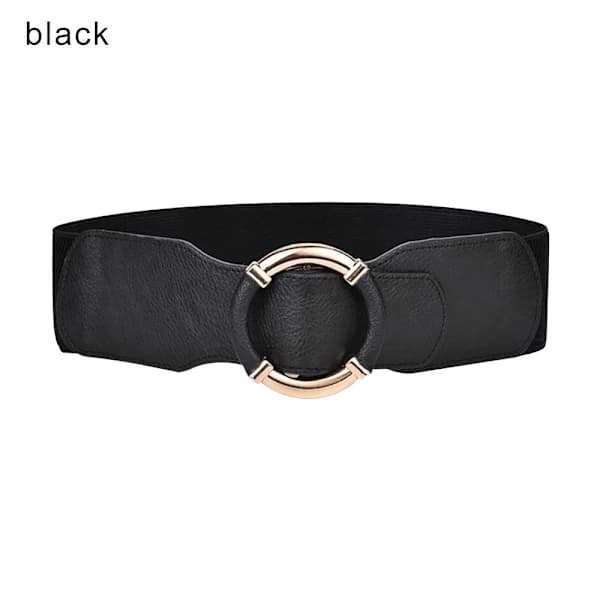 Elastisk taljebælte til kvinder med stretch og guldfarvet spænde black