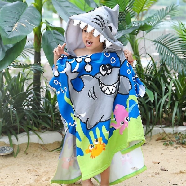 Poncho hættehåndklæder til børn, udsøgt mønster strandbadehåndklæder med hætte til drenge piger børn