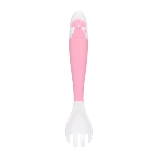 Fôringsskje og -gaffel Flatt bestikk Tegneserie Silikon Servise Fleksibel skje For Spedbarn Baby Hjem Småbarn Blå, Hvit 2stk