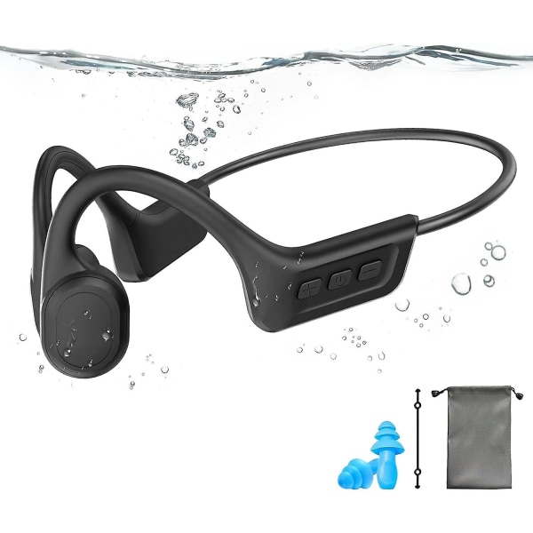 Knogleledningshovedtelefoner, ipx8 vandtætte svømmehøretelefoner Indbygget 32 ​​gb hukommelse, åbne øre trådløse Bluetooth-øretelefoner til løb, dykning, cykling,