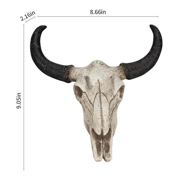 Halloween-dekorasjon til innendørs - Ku-horn veggdekorasjon - Tredimensjonal dyreskalle - Kreativ hjemveggdekorasjon - Retro dyrebein