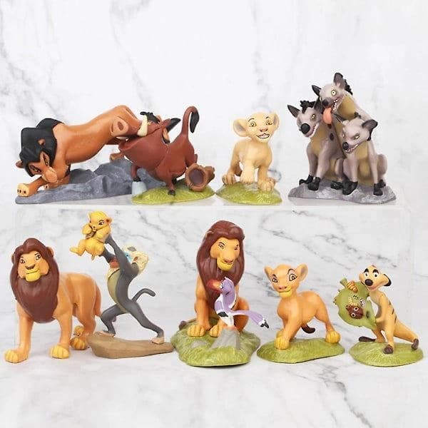 Løvernes Konge 9-dele Actionfigur Sæt - Simba, Nala, Timon PVC Modeller - Klassisk Legetøj
