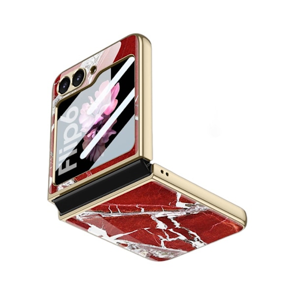 Etui til SM Z Flip6 foldetelefon - Kreativt marmor-design - Elektroplettet glasbeskyttelse 4