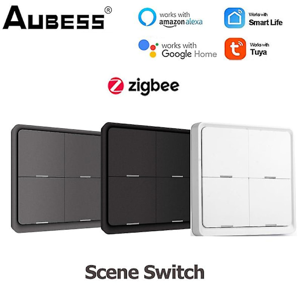 Zigbee 4-knapps tryckknappsbrytare Tuya 12-scenbrytare Controller Hemmaautomation Smart Switch för Tuya Smart Life Control