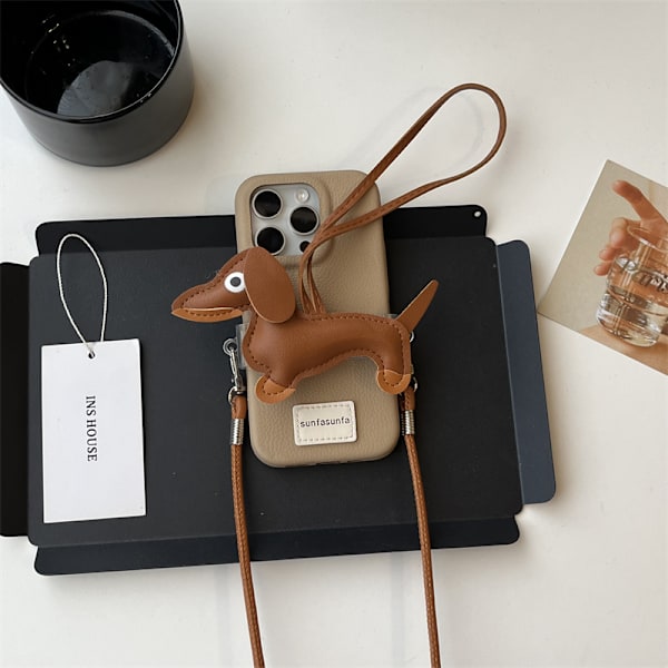 Sød Dachshund Læder Klips Telefon Etui iPhone11