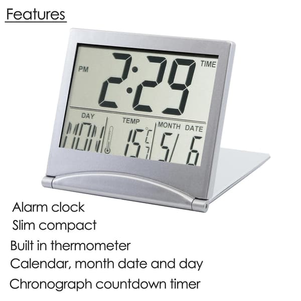 Digital LCD Skrivbordsklocka Temperatur Rese Väckarklocka
