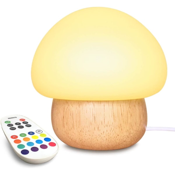 Yövalo lapsille, Ntmy Led yövalo USB Mushroom yölamppu kaukosäätimellä, lasten yövalo 4 valotilalla ja 16 värillä, Soft Eye