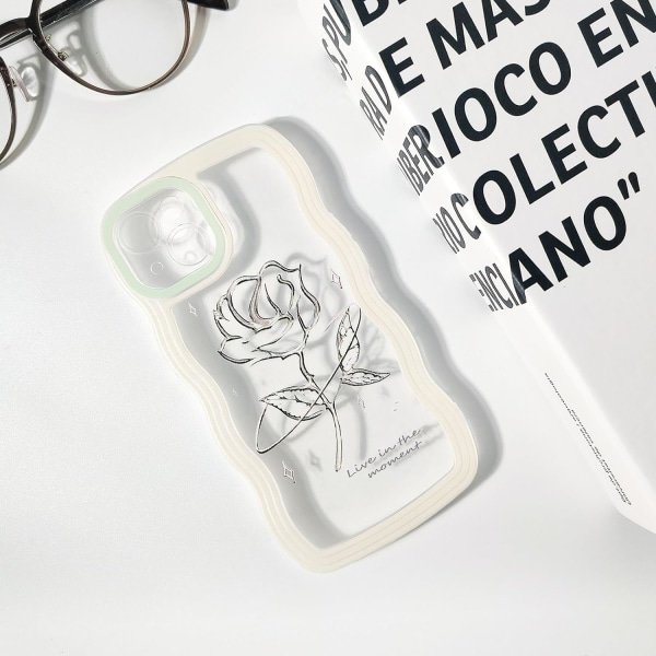 Läpinäkyvä kuori iPhone 16 Pro Max -puhelimelle, Söpö yksinkertainen aaltoileva kehys Slim Fit Iskunkestävä puhelimen suojus Läpikuultava Pehmeä Söpö suojaava T
