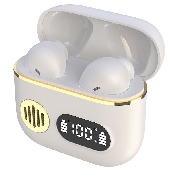 Bluetooth-kuulokkeet, Bluetooth 5.1 langattomat kuulokkeet LED-virralla, langattomat kuulokkeet mikrofonilla, Iphone Androidille valkoinen