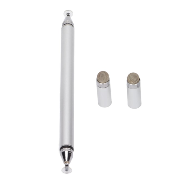 Stylus Pen 2 i 1 høy nøyaktighet, hurtigrespons skjermpenn med beskyttelsesdeksel for mobiltelefoner, nettbrett, notatblokk, sølv